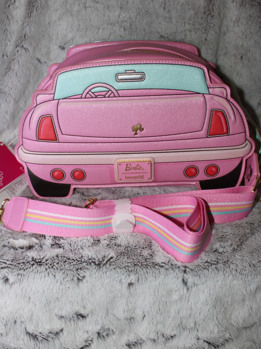 Loungefly Pink Barbie Corvette Car Crossbody with Aqua Windshield